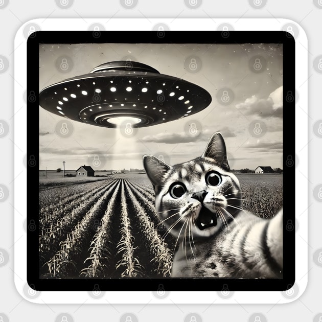 Funny UFO Cat Selfie Sticker by Champanie's Store
